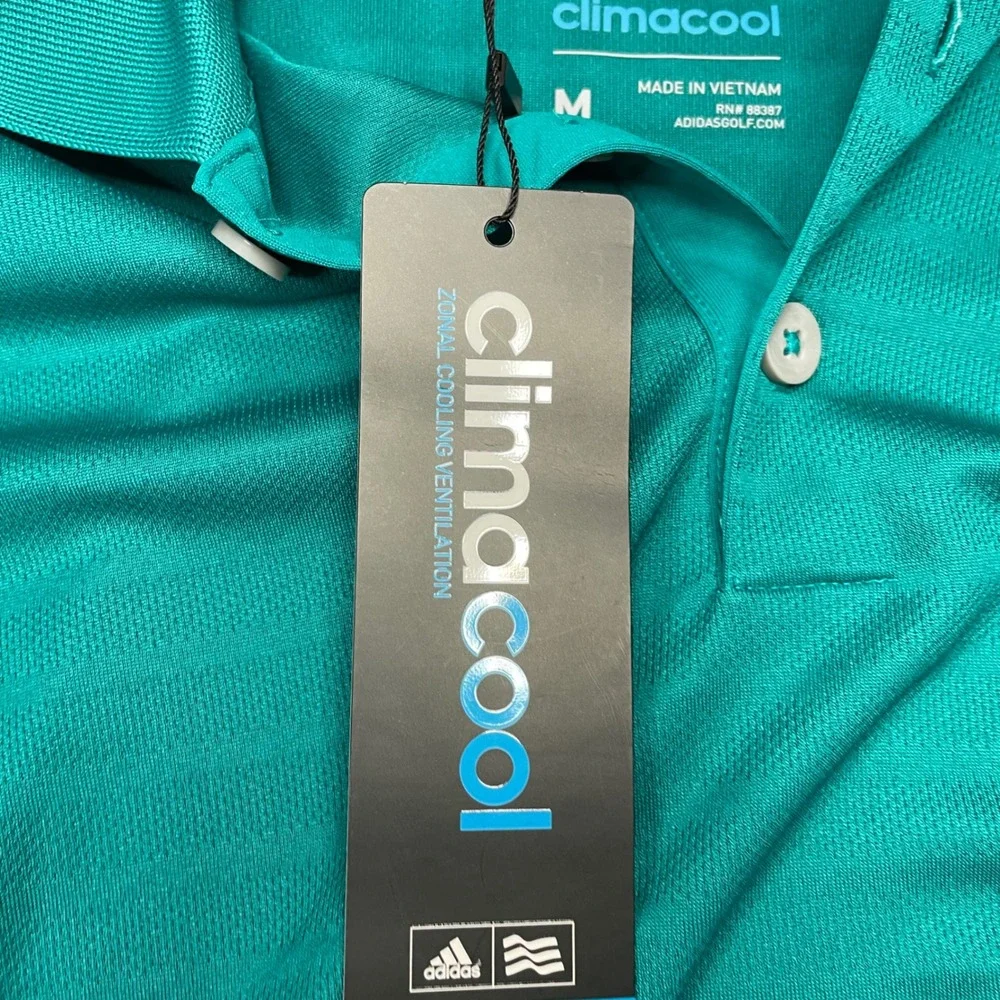BRAND NEW Adidas Golf Mens Climacool Club Tipped Polo Shirt Teal Green M NWT